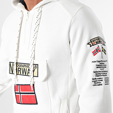Geographical Norway - Felpa bianca con cappuccio e zip