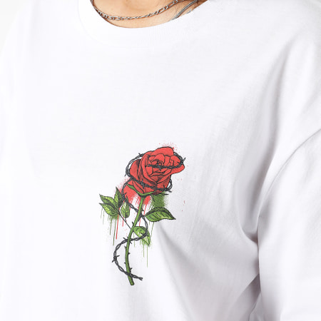 Luxury Lovers - Maglietta oversize grande da donna con rose spinate bianche