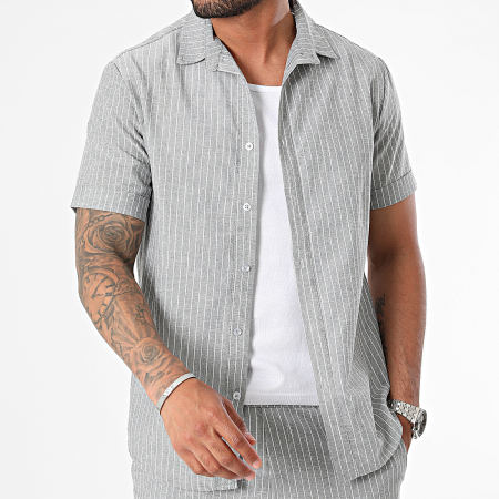 MTX - Camicia a maniche corte e pantaloncini da jogging a righe Set grigio erica