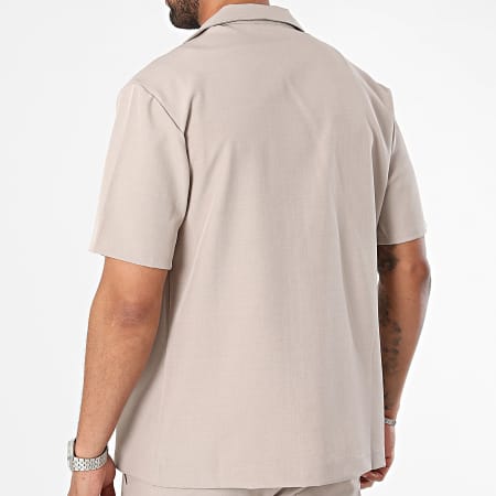 MTX - Conjunto de camisa de manga corta y pantalón corto de jogging color topo