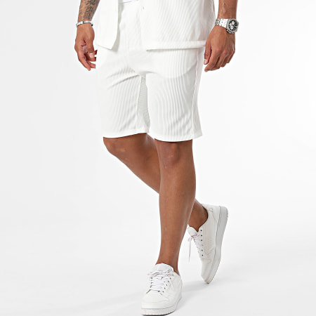 MTX - Conjunto de camisa blanca de manga corta y pantalón corto de jogging