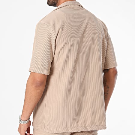 MTX - Beige shirt met korte mouwen en joggingshortset