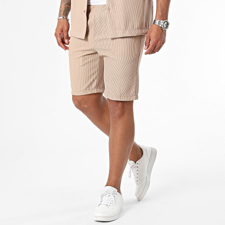 MTX - Beige shirt met korte mouwen en joggingshortset