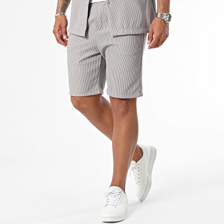 MTX - Conjunto de camisa gris de manga corta y pantalón corto de jogging