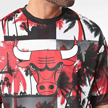 New Era - Tee Shirt Oversize Palm Tree Mesh Chicago Bulls 60502576 Blanc Rouge Noir