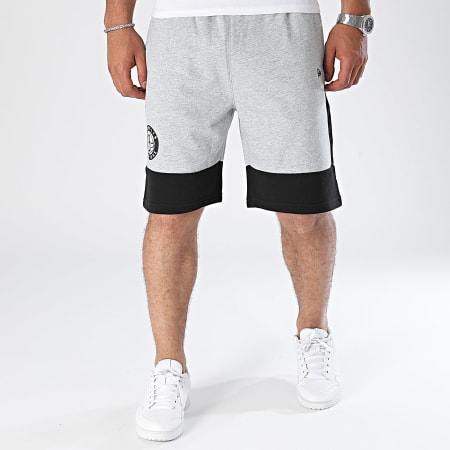 New Era - Short Jogging A Bandes NBA Colour Block Brooklyn Nets 60502655 Gris Chiné Noir