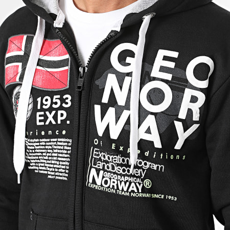 Geographical Norway - Sweat Zippé Capuche Noir