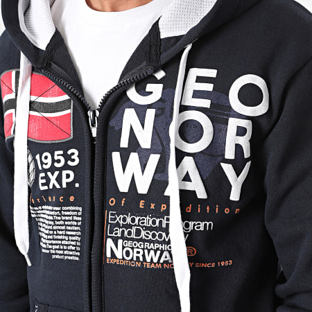 Geographical Norway - Felpa con cappuccio con zip blu navy