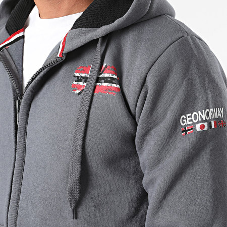 Geographical Norway - Sweat Zippé Capuche Gris Anthracite