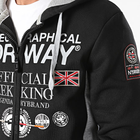 Geographical Norway - Sweat Zippé Capuche Gafont Noir