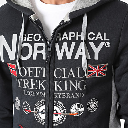 Geographical Norway - Sweat Zippé Capuche Gafont Bleu Marine