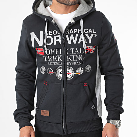 Geographical Norway - Gafont marineblauw sweatshirt met capuchon en ritssluiting