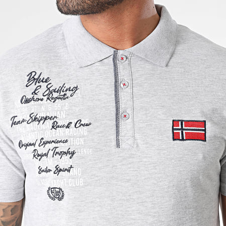 Geographical Norway - Polo Manches Courtes Kancre Gris Chiné