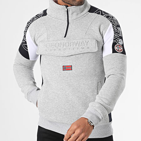 Geographical Norway - Grijs gemêleerde Sweat Top met Ritssluiting