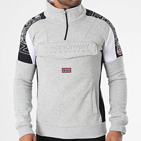 Geographical Norway - Grijs gemêleerde Sweat Top met Ritssluiting