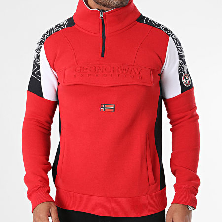 Geographical Norway - Sweat Col Zippé Rouge