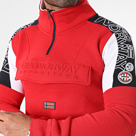 Geographical Norway - Sweat Col Zippé Rouge