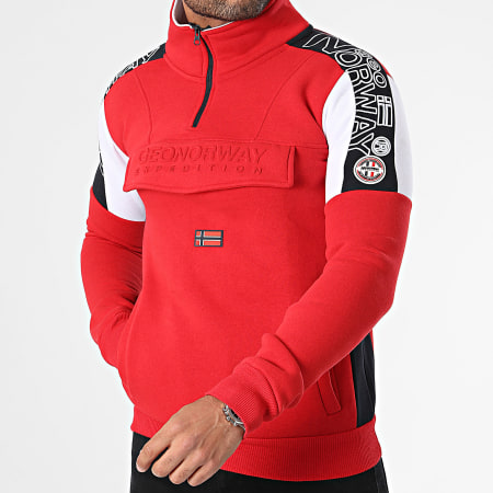 Geographical Norway - Sweat Col Zippé Rouge