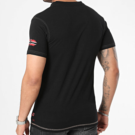 Geographical Norway - Camiseta negra con cuello en V