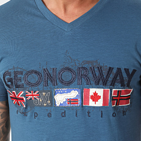 Geographical Norway - Tee Shirt Col V Bleu