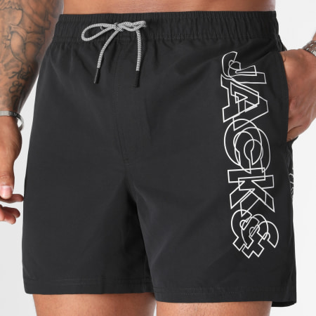 Jack And Jones - Pantaloncini da bagno Fiji con doppio logo Nero