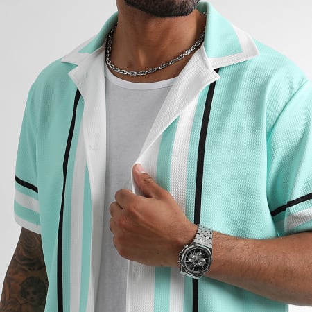 LBO - Conjunto de camisa de manga corta y pantalón corto estampado 1227 Mint Green White