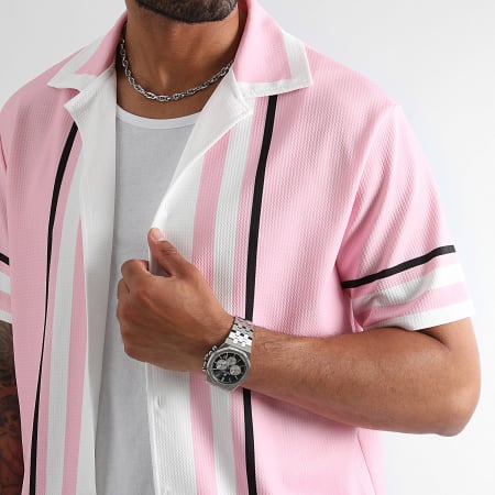 LBO - Conjunto de camisa de manga corta y pantalón corto estampado 1228 Rosa Blanco