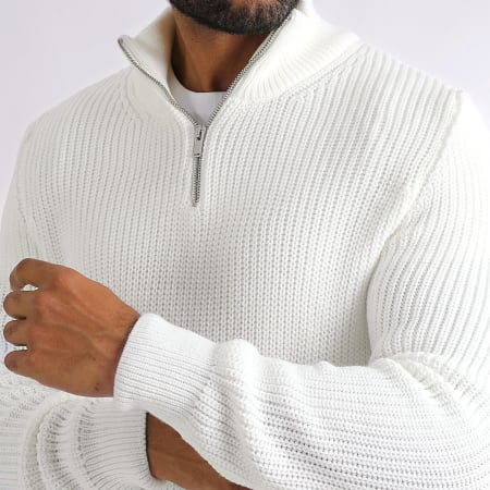 LBO - Jersey Cuello Levantado Puntada Cremallera 0520 Blanco