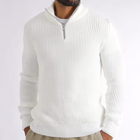 LBO - Jersey Cuello Levantado Puntada Cremallera 0520 Blanco