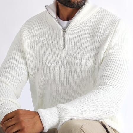 LBO - Jersey Cuello Levantado Puntada Cremallera 0520 Blanco