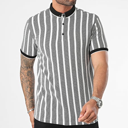 Mackten - Polo Manga Corta Negro Blanco Rayas