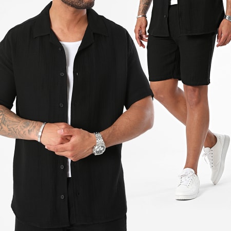 Mackten - Ensemble Chemise Manches Courtes Et Short Jogging Noir