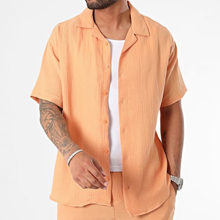 Mackten - Conjunto naranja de camisa de manga corta y pantalón corto de jogging