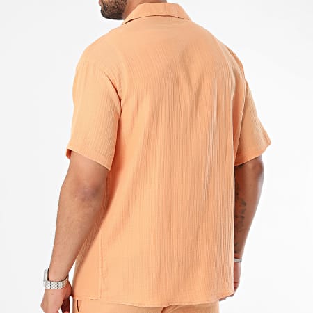 Mackten - Conjunto naranja de camisa de manga corta y pantalón corto de jogging