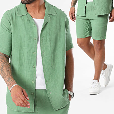 Mackten - Ensemble Chemise Manches Courtes Et Short Jogging Vert