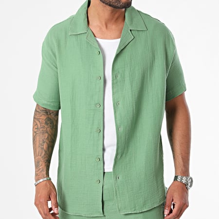 Mackten - Camicia a maniche corte e pantaloncini da jogging verde