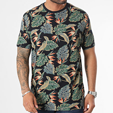 Tiffosi - Tee Shirt Kaleb Bleu Marine Vert Floral