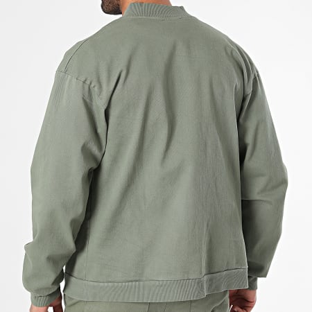 Aarhon - Khaki groene jeans en jasje met rits 23218-23131