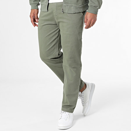 Aarhon - Set jeans e giacca con zip verde cachi 23218-23131