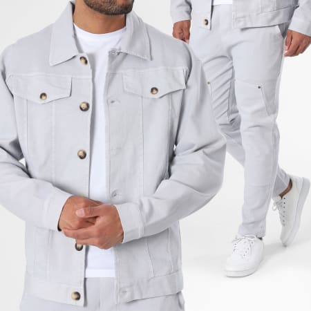 Aarhon - Conjunto de chaqueta y vaqueros 23215-23151 Gris