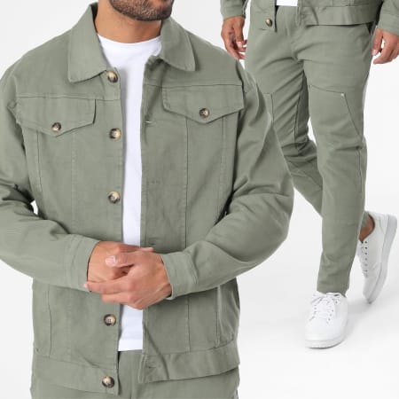 Aarhon - Set giacca e jeans 23215-23151 Verde Khaki