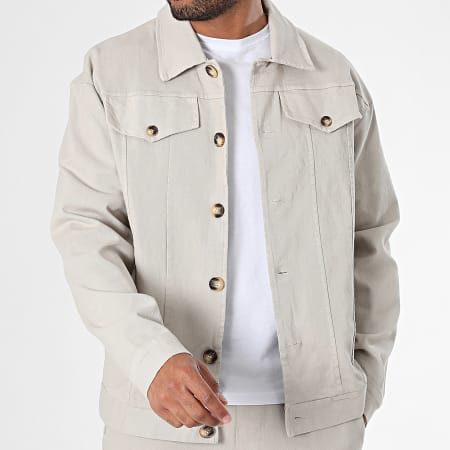 Aarhon - Conjunto de chaqueta y vaqueros 23215-23151 Beige