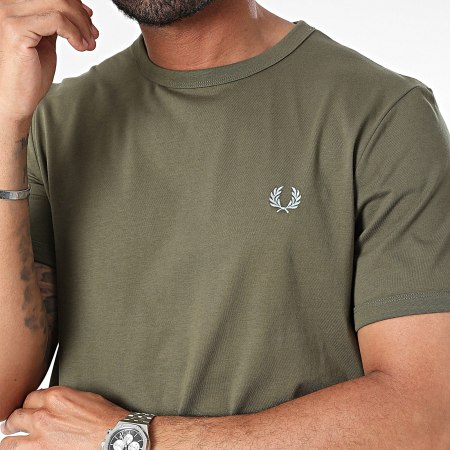 Fred Perry - M3519 Tee Shirt Ringer Verde cachi scuro