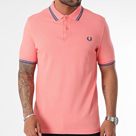 Fred Perry - Polo korte mouw met dubbele punt MM3600 Roze Koraal