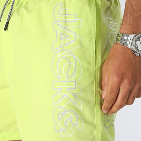 Jack And Jones - Short De Bain Fiji Double Logo Jaune Fluo