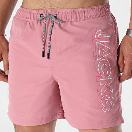 Jack And Jones - Pantaloncini da bagno Fiji con doppio logo Rosa