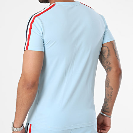Zayne Paris  - Set di maglietta e pantaloncini da jogging con tasca a righe blu chiaro