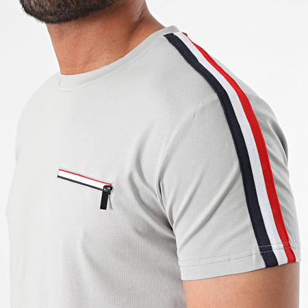 Zayne Paris  - Set di maglietta con taschino a righe grigie e pantaloncini da jogging