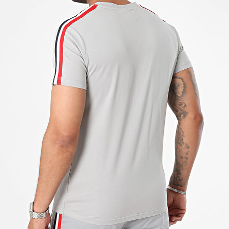 Zayne Paris  - Grijs gestreept T-shirt met zakken en joggingshortset