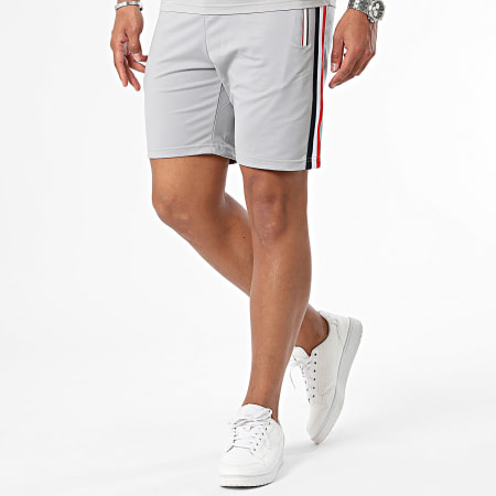 Zayne Paris  - Grijs gestreept T-shirt met zakken en joggingshortset